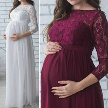 Vestido de maternidad de mujer embarazada, traje con accesorios de encaje largo, maxivestido para fotografía 2024 - compra barato