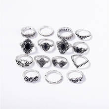 Винтажное геометрическое кольцо с кристаллами в стиле бохо, женское соединительное кольцо, набор многоэлементных комбинированных колец, свадебный подарок для девушки, ювелирные изделия 2024 - купить недорого