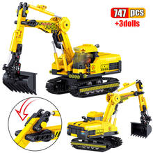 747Pcs Engineering Vehicle Mechanical Crawler Excavator Building Blocks DIY Model Navvy Truck Bricks Kids Toys Birthday Gifts 2024 - buy cheap