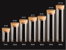Tubos de ensayo de vidrio para laboratorio, botellas con tapones de corcho de gran capacidad, 15/20/25/30/35/40/50/60/80/110ml, 8 Uds. 2024 - compra barato