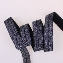 1.5cm glitter thread black foe, 100yards per roll , glitter fold over elastic ribbon-90113 2024 - buy cheap