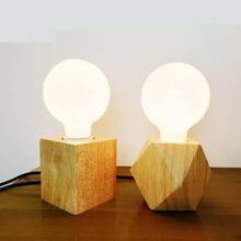 Night Light For Children Vintage Bedside Table Lamps Square Wooden Base For Living Room Bedroom Decor Schoolchildren's Desk Lamp 2024 - buy cheap