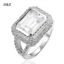D & Z Новое большое кольцо с квадратным камнем в белом золоте Высокое качество медь со сверкающими фианитами кольца в стиле хип-хоп Модная бижутерия подарок 2024 - купить недорого