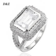 D&Z New Large Square Stone Ring In White Gold High Quality Copper Iced Cubic Zircon Stones Rings Hip Hop Fashion Jewelry Gift 2024 - buy cheap