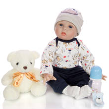 Bonecas reborn bebê de silicone macio, boneca realista alive 55cm, brinquedo para menino recém-nascido, presente de aniversário para crianças 2024 - compre barato