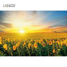 Laeacco-Fondo de vinilo personalizado para estudio fotográfico, fondos fotográficos de campo, girasol, pradera, luz solar, pastizales 2024 - compra barato