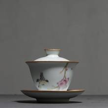 Ru Kiln Retro Bird Flower Ceramic Cover Bowl Teacup Sancai Gaiwan Tea Bowl Kung Fu Red Tea Puer Tes Set Tea Cup Home Drinkware 2024 - buy cheap