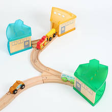 Пластиковый прозрачный гараж для парковки, совместимый с деревянным поездом, аксессуары, детский поезд, собранные развивающие игрушки 2024 - купить недорого
