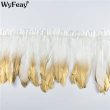 2Meters White Dipped Gold Goose Feather Trims Dyed Geese Feather for Crafts Fringes Ribbons Wedding Feathers Decoration Plumas 2024 - buy cheap