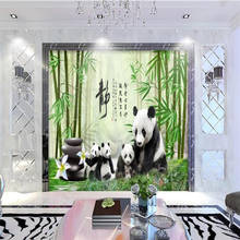 Custom size 3d photo Self-Adhesive wallpaper mural panda bamboo forest pebble backdrop wall picture living room papel DE parede 2024 - buy cheap