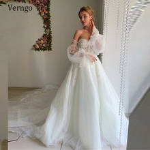 Verngo New Princess Puff Sleeves Wedding Dress For Bridal Off Shoulder Sweetheart Shiny Inner Lace Applique Corset Bride Gowns 2024 - buy cheap