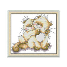 Mãe e bebê abraçado até kit ponto cruz dos desenhos animados 11ct contagem pontos de lona bordado diy artesanal needlework mais 2024 - compre barato