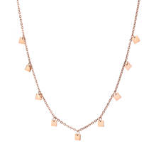 JeeMango Acero inoxidable 9 pequeñas piezas cuadradas gargantilla collar Color oro rosa collar joyería moda regalo N18274 2024 - compra barato