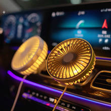 Цветной Автомобильный usb-вентилятор с поворотом на 360 градусов, светодиодный автомобильный вентилятор с питанием от usb, Мощный охлаждающий воздушный вентилятор для автомобиля, устанавливается на вентиляционное отверстие 2024 - купить недорого