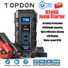 TOPDON 20800mAh 2000A автомобильный стартер Power Bank Портативный Автомобильный Аккумулятор Booster Зарядное устройство 12V пусковое устройство бензиновый дизельный автомобиль 2024 - купить недорого