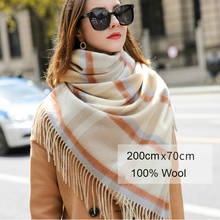 200cm*70cm Wool scarves Fashion plaid scarf women Warm for winter High quanlity Thickened scarves Elegant lady 2024 - buy cheap