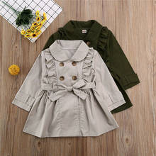 2-7Y Fashion Toddlers Girl Clothes Jacket Double-breasted Autumn Winter Windbreaker Bow Dress Coat Long Outwear Outfit 2024 - buy cheap