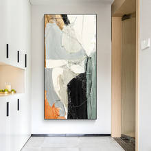 Pintura al óleo pintada a mano en blanco y negro, luz abstracta de lujo, fondo moderno para sala de estar, sofá, pintura decorativa, dolor Nórdico 2024 - compra barato