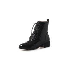 Botas de talla grande para mujer, botines de talla grande 9, 10, 11 y 12, zapatos de invierno con cordones cruzados y encaje recortado 2024 - compra barato