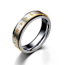 New Fashion Vintage Rings Six-word Rotating Men's Ring Unique Vintage Stainless Steel Titanium Male Jewelry Anillos 2024 - buy cheap