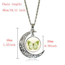 Luminous Half Moon Pendant Necklace Classic Colorful Butterfly Series Fashion Glow In The Dark Women Girl Sweater Chain Jewelry 2024 - buy cheap