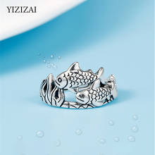 YIZIZAI Vintage Fashion Double Fish Opening Rings For Women Hipster Thai Silver Color Ring Jewelry Adjustable 2024 - купить недорого