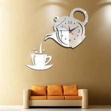3D DIY Teapot Shape Kitchen Wall Clock Acrylic Mirror Clock Modern  Home Decor Wall Sticker Hollow Digital Clock 2024 - buy cheap