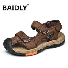 Brand Men Casual Beach Sandals High Quality Summer Sandals Soft Sole Fashion Men Genuine Leather Slippers Men's Shoes 2024 - buy cheap