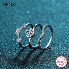 Geoki Passed Diamond Test 0.8 CT Moissanite Crown Rings Sets 925 Sterling Silver Perfect Cut Diamond Stone Ring Party Jewelry 2024 - buy cheap