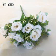 YO CHO-Paquete de 15 rosas artificiales para decoración del hogar, ramo de flores de seda para boda, fiesta de cumpleaños, Día de San Valentín, 1 unidad 2024 - compra barato