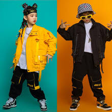 Roupa infantil de dança hip hop, casaco grande com jaqueta, calças cargo para meninas 2024 - compre barato