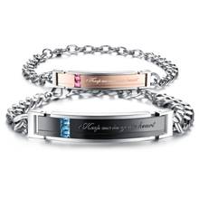 BONISKISS His&Hers Matching Set Stainless Steel Couple Bracelet Keep Me in Your Heart Simple Style Bracelets hand jewelry Gift 2024 - buy cheap