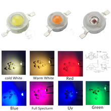 50 piezas 1W 3W de alta potencia LED diodo emisor de luz LED Chip SMD Blanco cálido, Rojo, Verde azul amarillo para foco luz descendente bombilla 2024 - compra barato