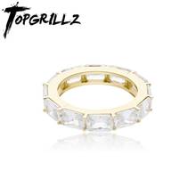 TOPGRILLZ 2020 New Square Zircon Rings High Quality Copper Jewelry Iced Out Rings Hip Hop Fashion Personality Jewelry For Gift 2024 - buy cheap