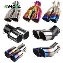 Dual Outlet Car Muffler Pipe Exhaust Tip Stainless Steel Slant Rolled Edge Exhaust Tail Throat Exhaust System Muffler Pipe 2024 - купить недорого