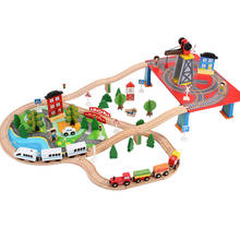 Tren Montessori de madera para niños, juguete de construcción con rompecabezas, pista de ranura, juego de vías eléctricas, 88 Uds. 2024 - compra barato