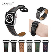 JANSIN Leather loop band For Apple Watch Band 42/38mm/44/40mm Series 6 SE 5 4 3 Bracelet For Apple Watch Strap iWatch Watchband 2024 - buy cheap