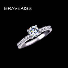 BRAVEKISS classic cubic zircon wedding bridal band round crystal engagement solitaire rings for women alliance jewel BUR0031 2024 - buy cheap