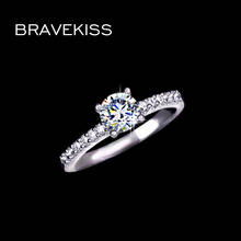 BRAVEKISS-Anillo de circonia cúbica clásico para mujer, sortija de compromiso de cristal redondo, joya de alianza, BUR0031 2024 - compra barato