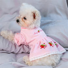 Miflame vestido de cachorro doce listra camisas para animais de estimação roupas pomeranian bichon vestido de verão roupas de cachorro lindo vestido de cachorro para animal de estimação 2024 - compre barato