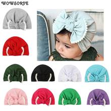 2021 Newborn Baby caps Bow Lace Elastic Knotted Hat Children Velvet Winter Hat Turban Cap Bohemia Head Wrap soft hat 2024 - buy cheap