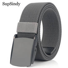 SupSindy-Cinturón de lona de nailon elástico para hombre y mujer, hebilla automática de metal, a la moda, para Vaqueros, para exteriores 2024 - compra barato