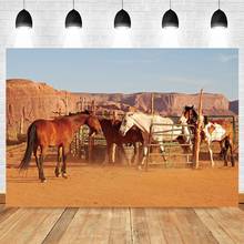 Уличный сценический фон Yeele с фабрики лошадей, американский Западный ковбойский день рождения, пустыня, фон для фотосъемки, фотостудия, Фотофон 2024 - купить недорого