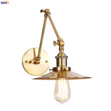 IWHD-Lámpara de pared Vintage de brazo largo dorado para dormitorio, espejo, luz de escalera, decoración de Loft, aplique Industrial, Edison, LED de Murale 2024 - compra barato