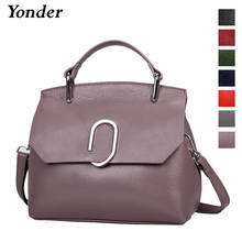 Yonder-Bolso de hombro de piel auténtica para mujer, bandolera de piel auténtica, a la moda, color negro 2024 - compra barato