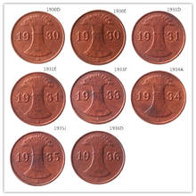 GERMANY 1930-1936 8PCS 1PFENNIG 100% Copper Copy Coins 2024 - buy cheap