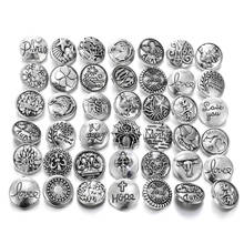 6 unids/lote nueva presión de 10 diseños de color plata redonda de Metal botones a presión 18mm 18mm 20mm brazaletes de la pulsera 2024 - compra barato
