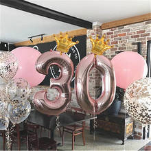 2 шт. 40 дюймов розовое золото гигантский номер Фольга воздушные шары День рождения украшения Большой Размеры цифровой Детские игрушки Воздушные шары подарок Корона Globos 2024 - купить недорого
