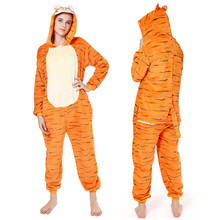 Kigurumi-Conjunto de pijama de tigre para mujer, ropa de dormir de franela bonita, camisón cálido con capucha, traje de invierno, 2019 2024 - compra barato