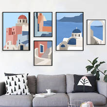 Santorini Greece Photography Poster Print Pastel Color Bathroom Minimalist Mural Art Canvas Summer Living Room Home Decoration 2024 - buy cheap